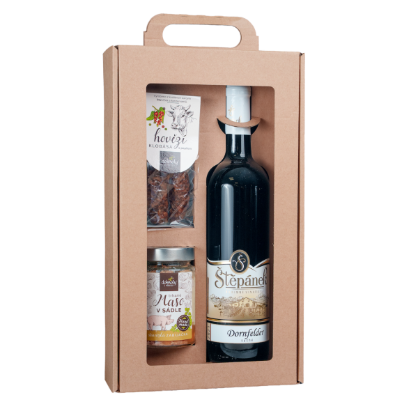 Gift set – Red wine, Pulled pork in lard and Beef sausage with black pepper