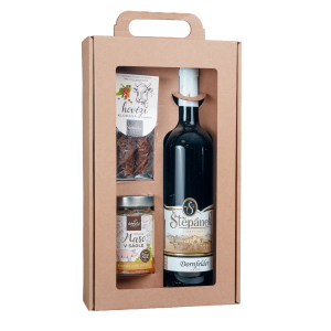Gift set – Red wine, Pulled pork in lard and Beef sausage with black pepper - Reklamnepredmety