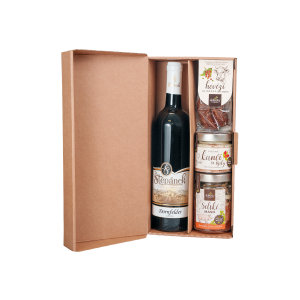 Gift set – Red wine, Farm meat, Wild boar pâté with rose hips and Beef sausage with black pepper - Reklamnepredmety
