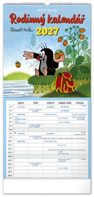 NOTIQUE Wall calendar Family planning Mole CZ 2027, 21 x 42 cm - Reklamnepredmety
