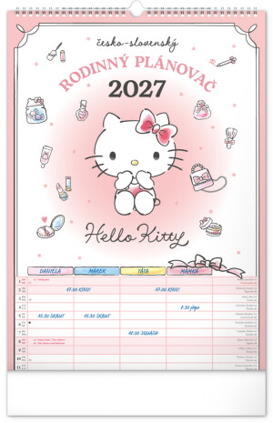 NOTIQUE Wall Calendar Family Planning Hello Kitty XL CZ/SK 2027, 33 x 46 cm - Reklamnepredmety