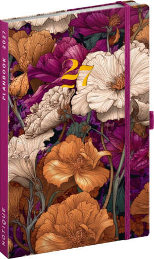 NOTIQUE Planbook planner/notebook Vintage Flowers 2027, 13 x 21 cm - Reklamnepredmety