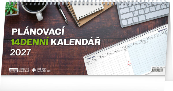 NOTIQUE Desk calendar Work CZ 2027 – 14-day, 33 x 14.5 cm