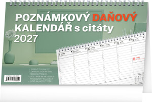 NOTIQUE Desk calendar Note tax with quotes CZ 2027, 25 x 14.5 cm - Reklamnepredmety