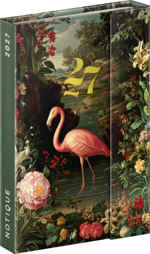 NOTIQUE Magnetic weekly planner Flamingo 2027, 11 x 16 cm - Reklamnepredmety