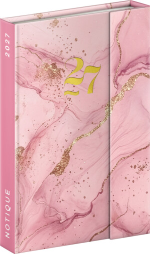 NOTIQUE Magnetic weekly planner Pink Marble 2027, 11 x 16 cm - Reklamnepredmety