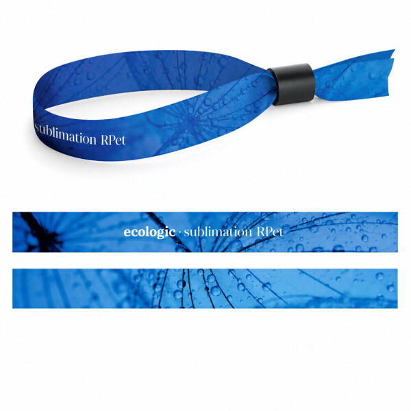 Printed sample Lanyard SUBLIMATION Slim II (15 mm) wristband made of recycled polyester (100% rPET)