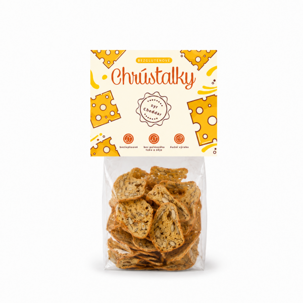 Chrústalky Gluten-free cheddar cheese, 50 g