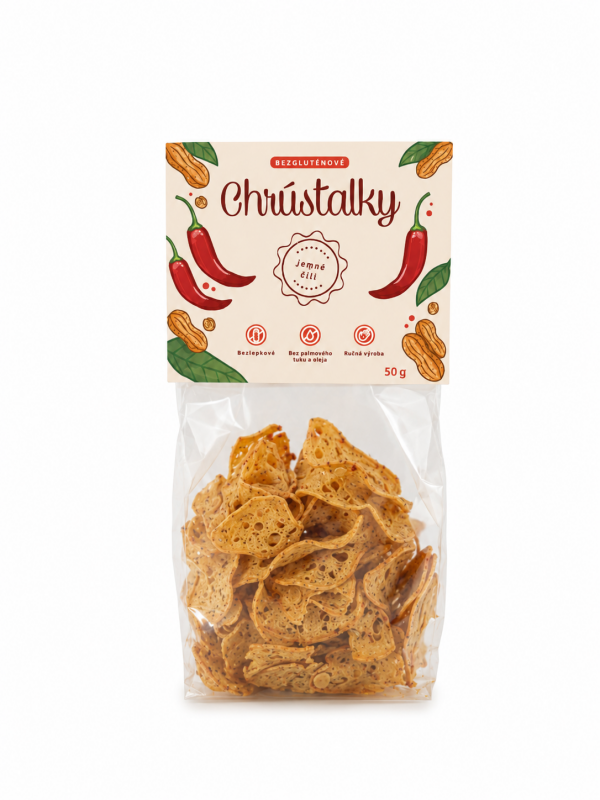 Chrústalky gluten-free mild chili and peanuts, 50 g