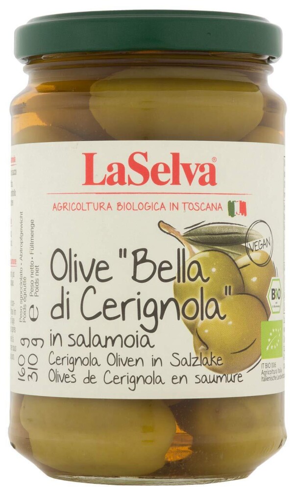 Large green olives "Bella di Cerignola" in brine 310 g