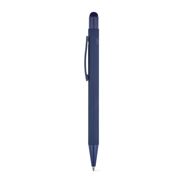 CLINT TOUCH. Ballpoint pen with a modern design made from recycled aluminum (100% rAL), with a rubber finish