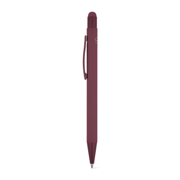 CLINT TOUCH. Ballpoint pen with a modern design made from recycled aluminum (100% rAL), with a rubber finish