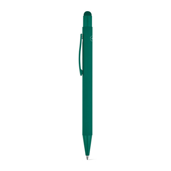 CLINT TOUCH. Ballpoint pen with a modern design made from recycled aluminum (100% rAL), with a rubber finish