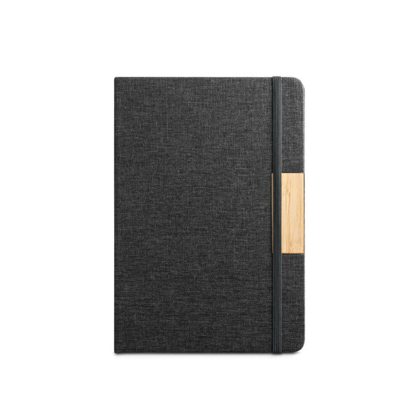 MÁRQUEZ. A5 hardback notebook made from 100% recycled PET fabric, with recycled lined pages