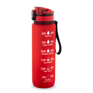 ERIKSSON. Bottle made from recycled PET (100% rPET), featuring motivational phrases and time markings to encourage you to drink water - Reklamnepredmety