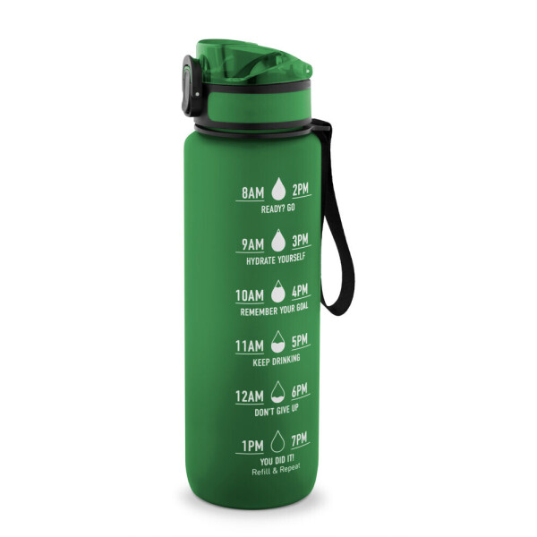 ERIKSSON. Bottle made from recycled PET (100% rPET), featuring motivational phrases and time markings to encourage you to drink water
