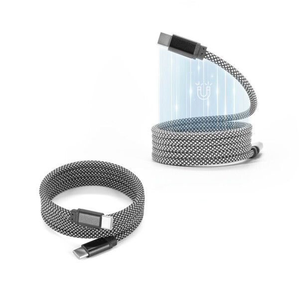 NADELLA. USB-C to USB-C cable with braided polyester cable (60 W) and magnetic system for easy winding