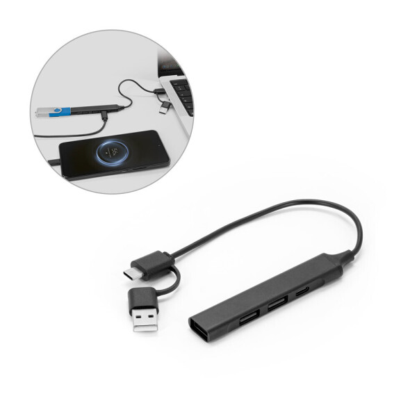 BENIOFF. A multifunctional hub that expands the connectivity of your device, made from recycled PET (xxx % rPET) and recycled aluminum (xxx % rAL)