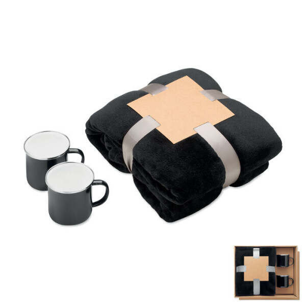 AGRADABLE Fleece blanket and 2 mugs set