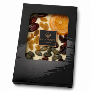 White chocolate decorated with dried fruits and nuts - Reklamnepredmety