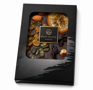 Dark chocolate decorated with dried fruits and nuts - Reklamnepredmety