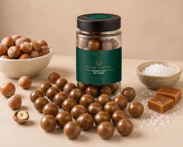 Hazelnuts in salted caramel