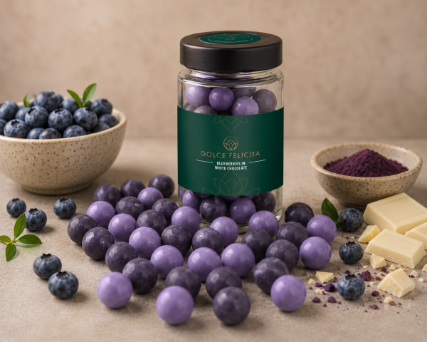 Blueberries in white chocolate