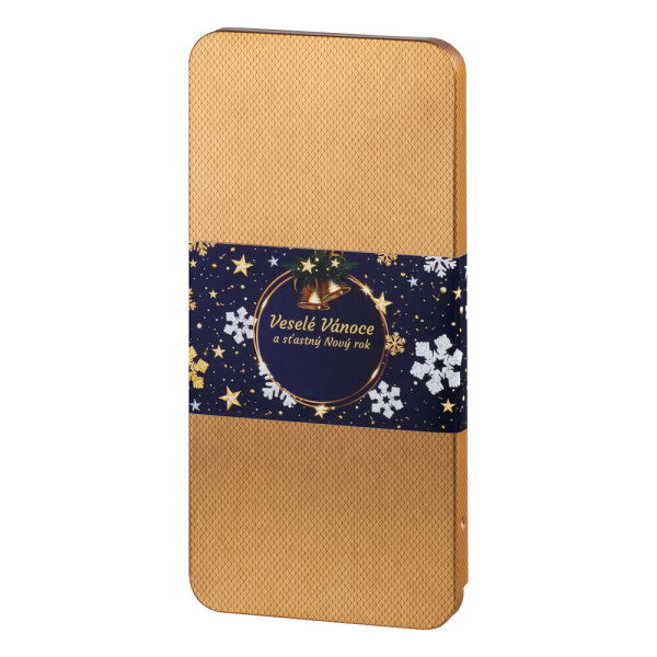 GUSTI. Milk chocolate in a gold tin box