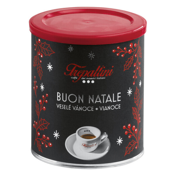 BONO. Coffee beans in a can with a Christmas design