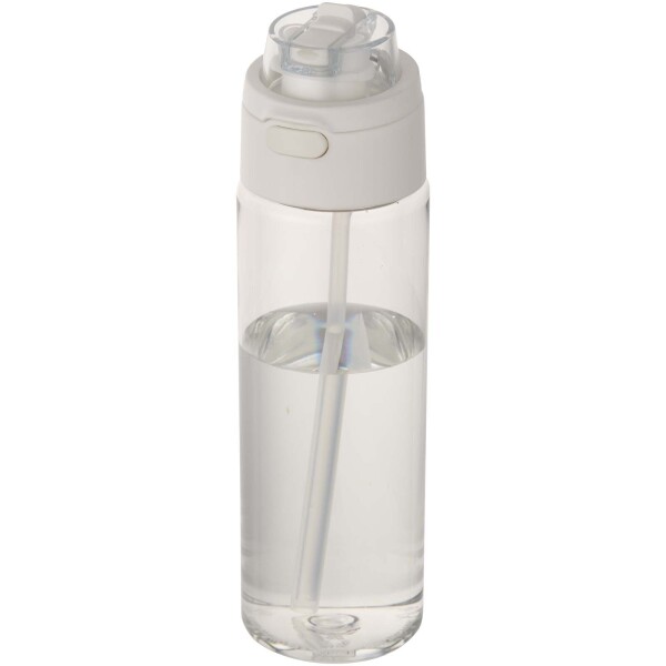 Theron 700 ml RCS recycled plastic water bottle with a dual-function lid and a flip-up straw.