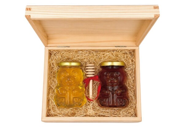 Gift Set – Honey Bears with Lemon Balm in a Wooden Box