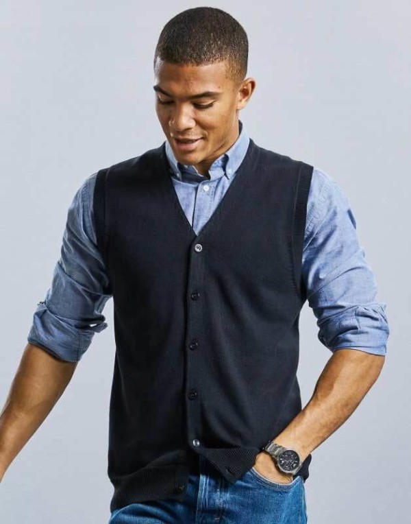 Men`s V-Neck Sleeveless Knitted Cardigan