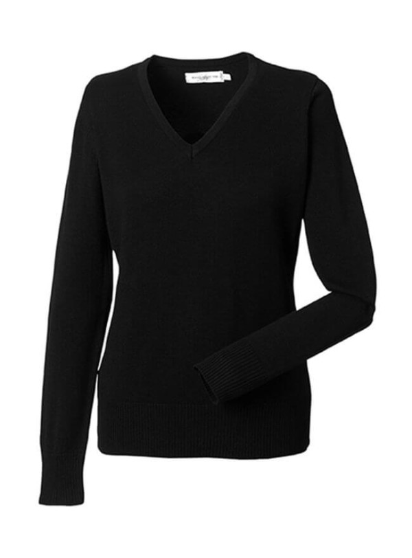 Ladies V-Neck Knitted Pullover