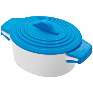 Porcelain pot with siliconee lid and heat protected handles