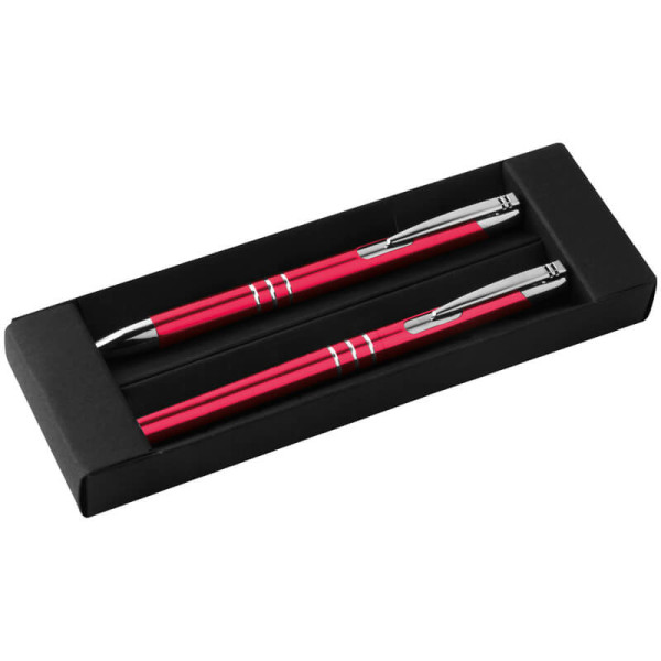 Writing set with ball pen and rollerball pen