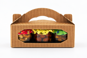 Set of 3 types of nuts in honey in a cardboard box - Reklamnepredmety