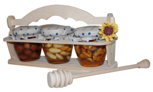 Set of 3 types of nuts in honey in a rack - Reklamnepredmety