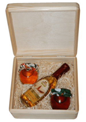 Set of 2 honeys with mead in a finely varnished box - Reklamnepredmety