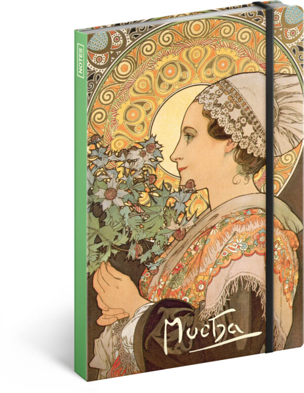 NOTIQUE Notes Alfons Mucha – Thistle, lined, 13 x 21 cm