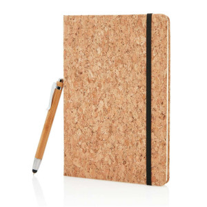 A5 notebook with bamboo pen including stylus - Reklamnepredmety