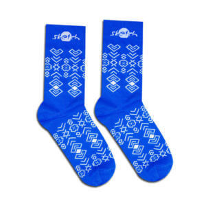 Blue socks with folk pattern - Reklamnepredmety