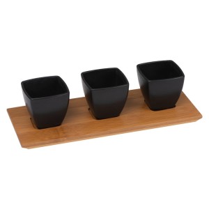 Small bowls set with bamboo board