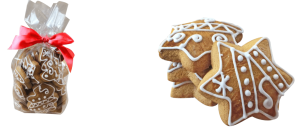 Butter perch decorated with sugar. Frosting an acrylic bag with a ribbon