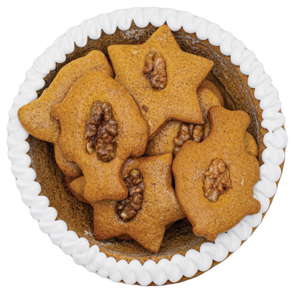 Gingerbread bowl with 10 pieces of decorated gingerbread