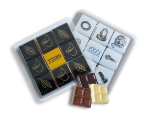 Chocolate set 9x5g in plastic box - Reklamnepredmety