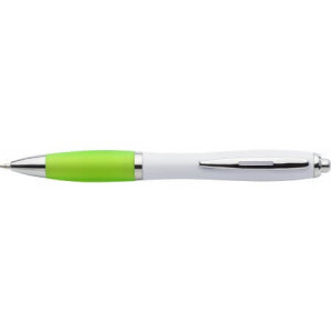 Plastic ballpen with coloured rubber grip, blue ink, - Reklamnepredmety