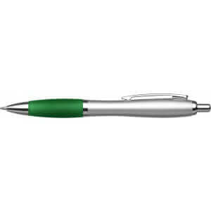 Plastic ballpen, silver barrel,
