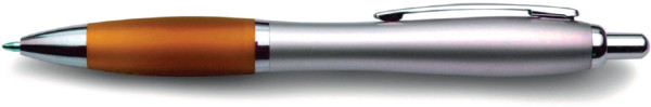 Plastic ballpen, silver barrel,