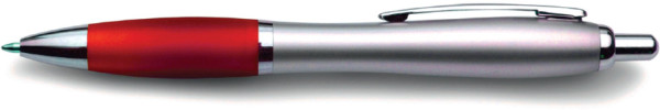 Plastic ballpen, silver barrel,