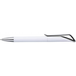 White ballpen with geometric swan neck - Reklamnepredmety